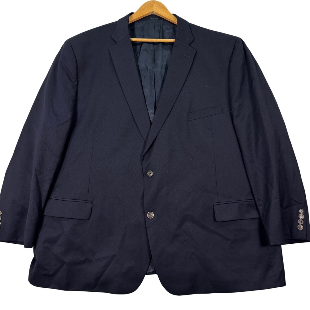 NEW Joseph Feiss Gold Mens 56R Classic Fit Navy Wool Blazer 2-Button Sport Coat